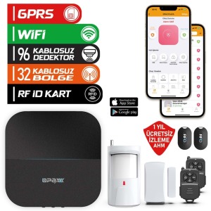 OPAX-W20 SİYAH GPRS I GSM I WIFI KABLOSUZ NETWORK ALARM SİSTEMİ (1 YIL AHM ÜCRETSİ