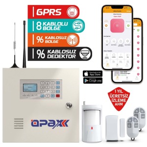 OPAX-2646-4G KABLOLU I KABLOSUZ 4G GPRS ALARM PANELİ ( 1 YIL AHM ÜCRETSİZ ) OPAX-2646 KABLOLU I KABLOSUZ GPRS ALARM PANELİ ( 1 YIL AHM ÜCRETSİZ )